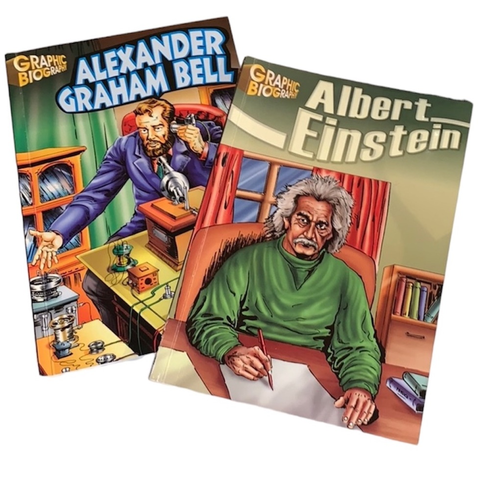 Set of 2 graphic biographies Einstein and Bell